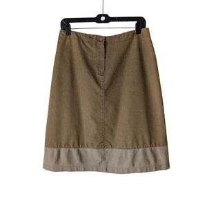 Monteau Vintage Knee Length Skirt Tan Khaki Green Denim Vibes Women Medium